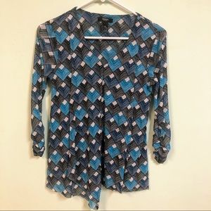 Alfani Blue Patterned Blouse